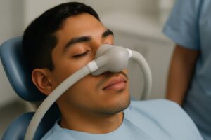 man receiving nitrous oxide
